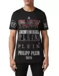 chaude t shirt philipp plein homme pas cher col rond de coton hommesy plein  red logo